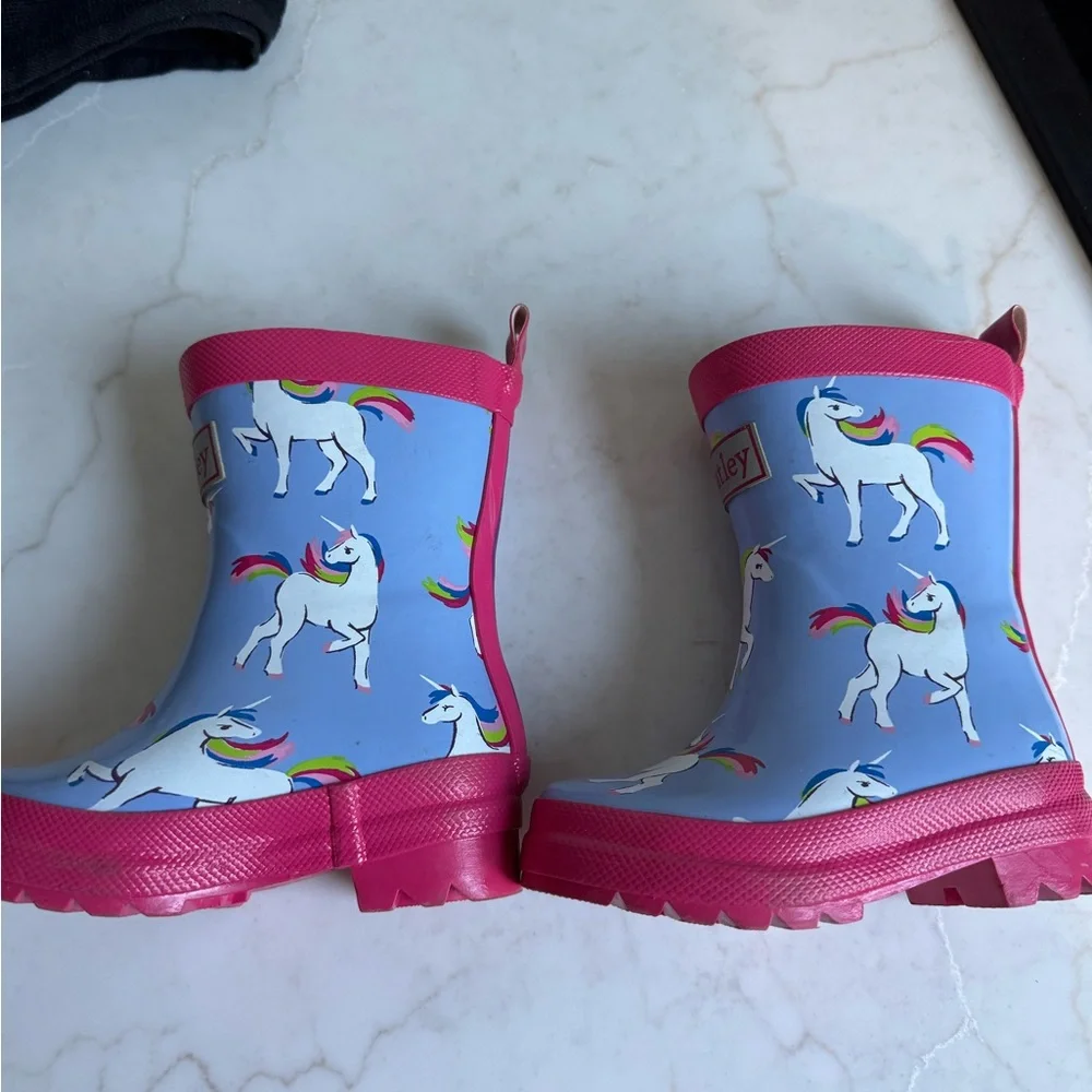 Hatley Pink & Light Blue Unicorn Kids Rain Boots